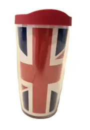 TERVIS "Union Jack Flag" 16 oz Insulated Tumbler w/Red Lid. * NEW *