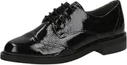 [Caprice] Women's Airmotion Lace-Up Lace-Up Shoes with Block Heel Width, Black Str, 10.5 AU