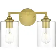 Living District LD7315W14BRA Mayson 2 Light 14 inch Brass Bath Sconce Wall Light