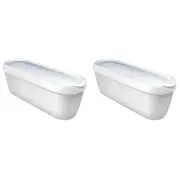 2x Tovolo Glide-A-Scoop 1.4L Ice Cream Tub w/ Lid Storage Food Container White