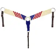 BREAST COLLAR Patriotic Red White & Blue AMERICAN FLAG Mohair String