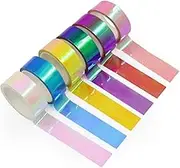 6 Rolls Holographic Tape 5M/196.8In, Assorted Colored Tape Set, Decorative Tape, Prismatic Glitter Tape Hoops for DIY Arts Crafts Decoration Scrapbooking Gifts Wrapping