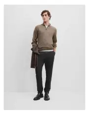 [Country Road] Verified Australian Merino Wool Half Zip Knit in Chestnut Melange
