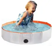 Mcgrady1xm Orange Gray Collapsible Pet Dog/Kiddie Foldable Bathing Pool 46X12"