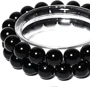 [Anjpuy] 6MM Natural Stone Beads, Round Loose Beads, Gemstone for Jewellery Making with Crystal Stretch Cord (Obsidian, 63pcs)