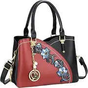 [KKXIU] Triple Compartments Women Purses and Handbags Ladies Synthetic Leather Satchel Shoulder Top Handle Bag