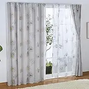 Peanuts Snoopy KO-1/KO-2 Grade 2 Blackout Curtain + Lace Curtain, Set of 4, Flowers, Width 39.4 x 78.7 inches (100 x 200 cm), Length