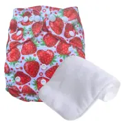 Reusable Washable Baby Cloth Nappy Nappies Diaper Waterproof Free Insert Strawbe