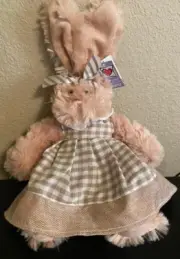 NWT Ganz Matilda Bunny Rabbit Plush 16" Burlap Dress Bow Easter Stuffed Animal