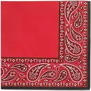Western Bandana Napkins | 50 Pc | Cowboy Red Paisley | Size 6.5 Inch