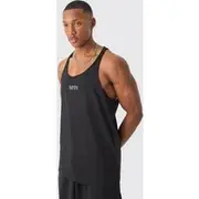 Mens Black Regular Fit Man Dash Racer Back Basic Vest