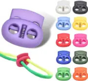 100 Pcs Plastic Cord Locks for Drawstrings Double Hole Spring Stopper Fastener