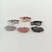 Cubic Zircon Micro pave leaf fixed interlayer clasp gold plated