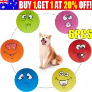 6Pcs Pet Cat Dog Teeth Squeaker Ball Puppy Squeaky Sound Face Fetch-Play Toy