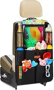 SURDOCA Car Organizer, 4th Generation Enhanced Car Seat Organizer with 11'' PVC-Free Tablet Holder, 8 Pockets, Road Trip Essentials for Kids,Car Seat Back Storage Organizer, Black, 1pc