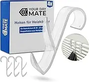 Multi-Purpose Hooks for Round Radiators, Pack of 4, Transparent, Radiator Hooks for Pipe Thicknesses Diameter 20-27 mm, Bathroom Radiator Hooks, Towel Hooks, Hook Clip Towel, Bathrobe, Hanger Towel