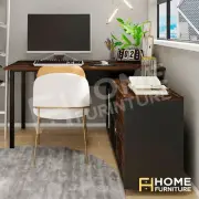 Computer Desk Office Student Study Table Home Workstation Corner Shelf Oak