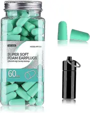 Super Soft Foam Earplugs, 38db Highest Snr, 60 Pairs, One Size Fits Virtually Every Wearer Comfortable For Sleeping, Snoring, Studying, Travel, Concer