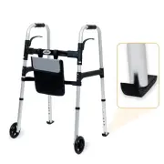 iLiving Easy Folding Rolling Walker with Shopping bag Basket and Glide Skis