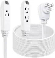 25 Ft 3 Outlet Extension Cord, Triple Wire Grounded Outlet, 16/3 SPT-3 WHITE