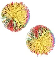 POFET Stringy Balls, Stress Balls, Sensory Fidget Stringy Balls, Party Bag Fluffy Ball, Rainbow Colourful Pom Ball, Silicone Sensory Balls for Family Games