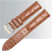 MGHN Leather Watch Straps Leather Watch Bands Polished Buckle Watch Band Strap Quick Release Replacement Wristbands Padded (Color : Brown Gold Buckle, Size : 18mm)