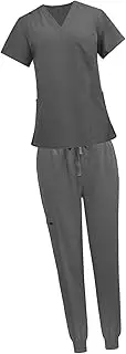 [ａ aternee] Nursing Scrubs, Scrubs Top and Pant Nurses Week V Neck Comfortable Nursing Uniforms Set Nurse Workwear for Daily wearing