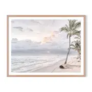 Beach Clouds Framed Printed Wall Art - Timber