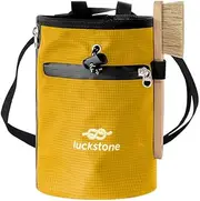 Magnesium Powder Storage Bag Chalk Bag with Brush for Bouldering Weightlifting Yellow
