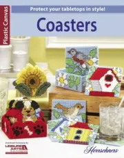 Plastic Canvas Pattern Book COASTERS & HOLDERS ~ Dogs, Cats, Sunflowers, Cross +