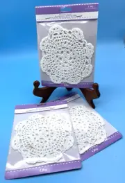 Offray 100% Cotton 5" Doilies New in Package Set of Three White Round Cotton NOS