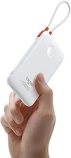 [VIYISI] 10000 mAh Power Bank Ultra Slim 22.5W Portable Charger Fast Charging with Built-in Type-C Cable Compatible with iPhone 16 15 Samsung S24 S23 S22 -White