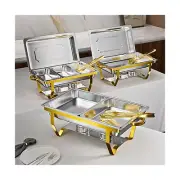 Gold Chafing Dishes for Buffet Set of 3, 9.5QT Chafing Dish Buffet Set, Stain...