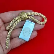 Huge Christian Dior Gold Tone Cable Rope Knot Large Brooch Pin New with Tags