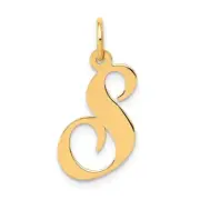 14K Medium Fancy Script Letter S Initial Charm Bracelet Necklace
