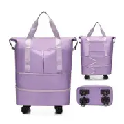 Violet Large Capacity Travel Bag Waterproof Expandable Universal Wheels 3 Pockets Free Password Lock Dry & Wet Separation