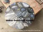 Natural Gray Agate Geode Coffee Table Top, Agate Stone Round Hallway Decors Top