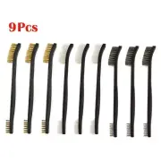 9Pcs Mini Wire Brush Steel Brass Nylon Cleaning Polishing Metal Rust Tool