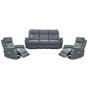 Berkeley Leather Electric Recliner Sofa Suite 3 + 1 + 1 Gunmetal