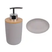 White Magic Eco Basics 2pcs Bathroom Set Soap Dispenser Soap Dish - Charcoal