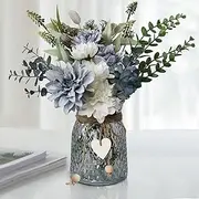 Leftover Faux Flowers in Vase, Artificial Flowers Centerpiece for Dining Room, Kitchen and Coffee Table Decor