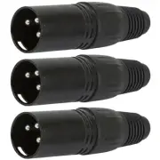 3 Pcs 3-Pin XLR DMX Male Plug Audio Adapter Cable Connector DJ Stage Lighting