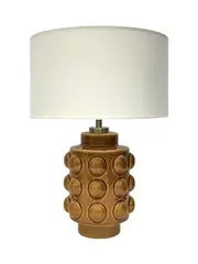 Palma 1 Light Table Lamp in Saffron with White Shade