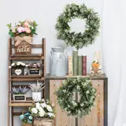 Artificial Topiary Wreath Fake Eucalyptus Leaf Front Door HangingGarland Wedding