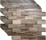 sanyeskkiy 10-Sheet Peel and Stick Backsplash Tile, PVC Mixed Meta,l Stick on Kitchen, Bathroom Vanities, Fireplace Décor, Laundry Table(11.2" X 12.7") (10, Wooden gray gold)