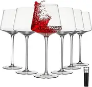 [Buaic] Wine Glasses Set of 6, 18 oz Crystal Large White Wine or Red Wine Glasses With Wine Stopper, Hand Blown Tall Long Stem Lead-Free Wine Glass, Perfect Gifts for Wedding, Anniversary, Birthday