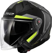LS2 OF603 Infinity II Focus, open face helmet , color: Matt Black/Grey/Neon-Yellow , size: XXL