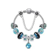 Veile Studios Fashion Creative Blue Star Bracelet Big Hole Starry Glass Beaded Crystal Pendant Jewelry Bracelets