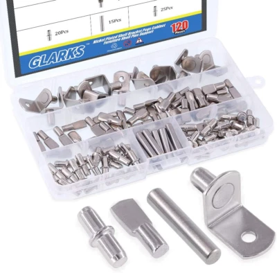 120-Pieces 4 Styles Shelf Bracket Pegs Cabinet Furniture Shelf Pins Support Nick
