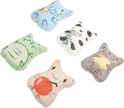 HOUDERCO 5Pcs Interactive Cat Chew Plush Catnip Filled Pet Supplies for Teething Playtime Fun Includes Panda Banana Elephant Hungry Snake Honey Bear Apple Character